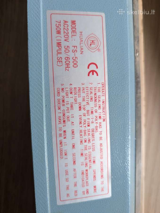 Aparatas maišelių užlydimui FS-500 - nuotraukos Nr. 2