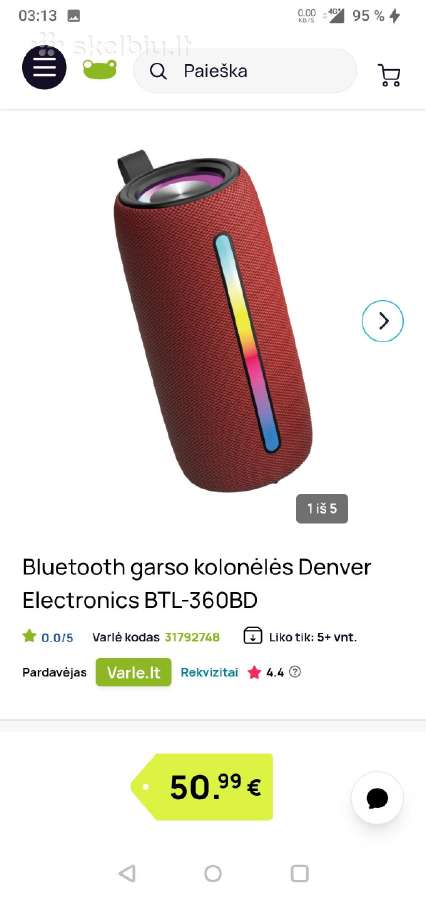 Už puse kainos Bluetooth kolonele su šviesom