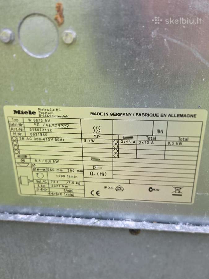 Pramoninė skalbyklė Miele W 6073 AV - nuotraukos Nr. 6