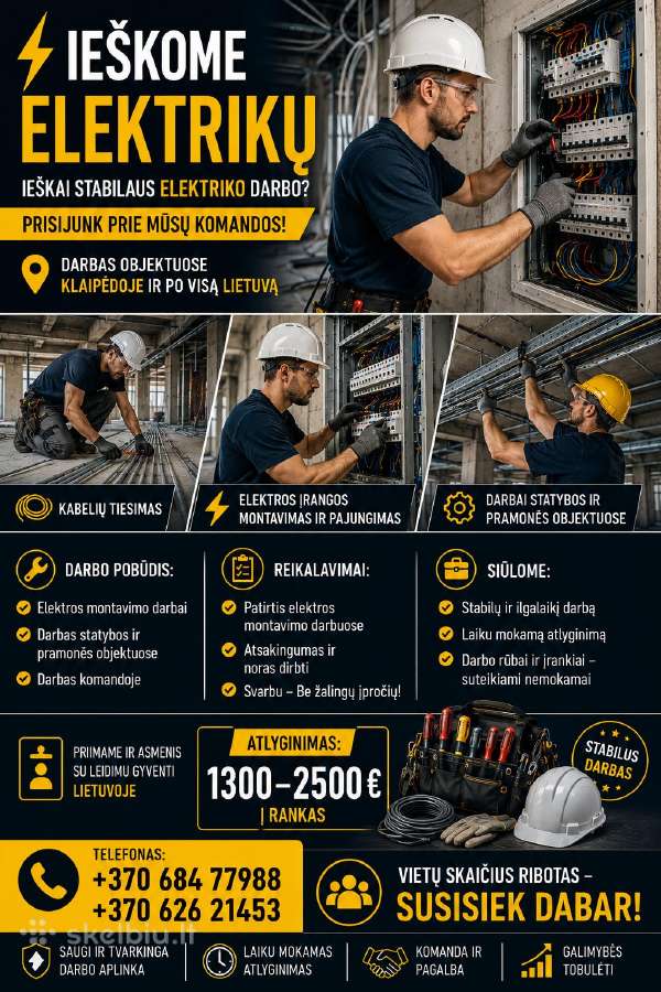 Ieškome Elektrikų!