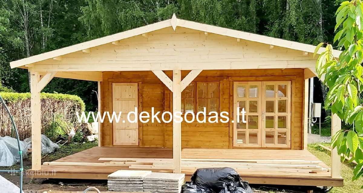 Medinis sodo namelis su sandeliuku 6x4 m. +terasa - nuotraukos Nr. 2