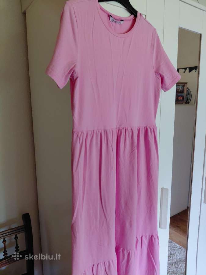 Trikotažinė ružava suknelė