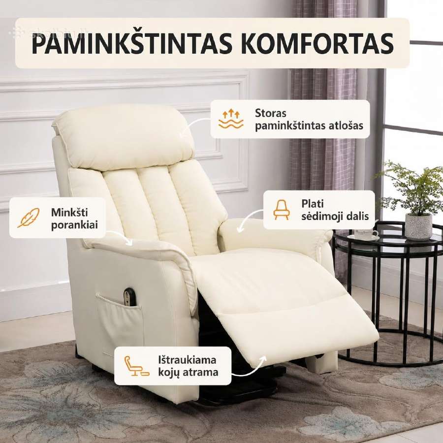 Homcom elektrinis pakeliamas poilsio fotelis - nuotraukos Nr. 4
