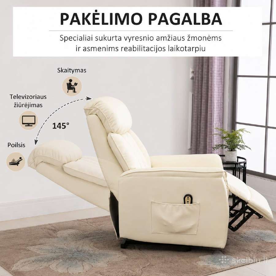 Homcom elektrinis pakeliamas poilsio fotelis - nuotraukos Nr. 6