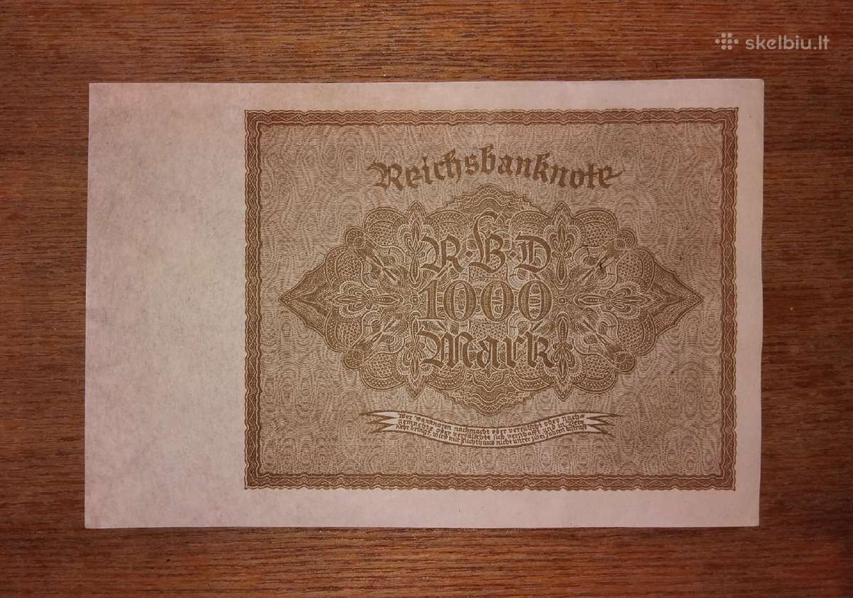Vokietijos 1000 markių banknotas - nuotraukos Nr. 2