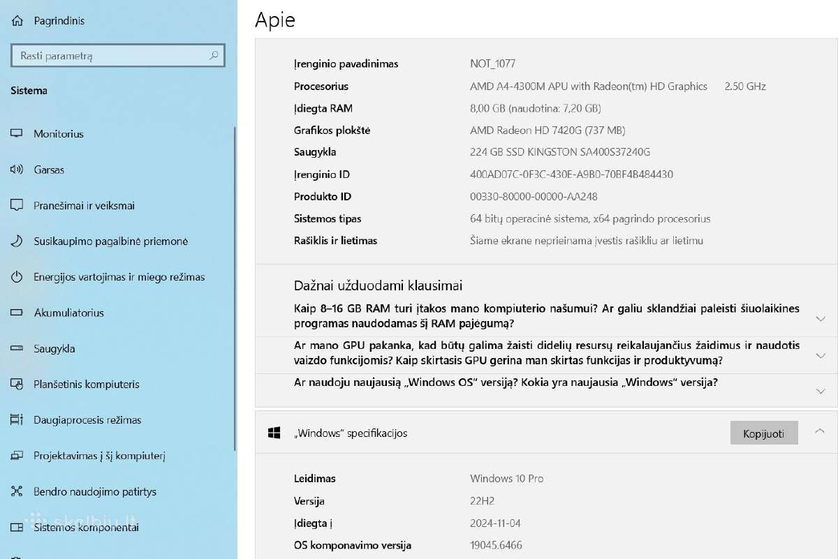 Hp Probook 655 G1 (amd/8/240/win10lt) (+dovana) - nuotraukos Nr. 3