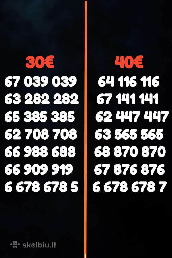 70vnt Gražūs VIP Numeriai 777 30/40€