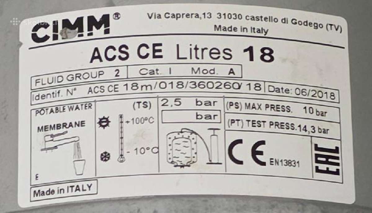 Išsiplėtimo indas 18l Cimm geriam vandeniui koja - nuotraukos Nr. 2