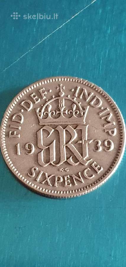Britanijos 6 pensų (Sixpence) sidabrine moneta