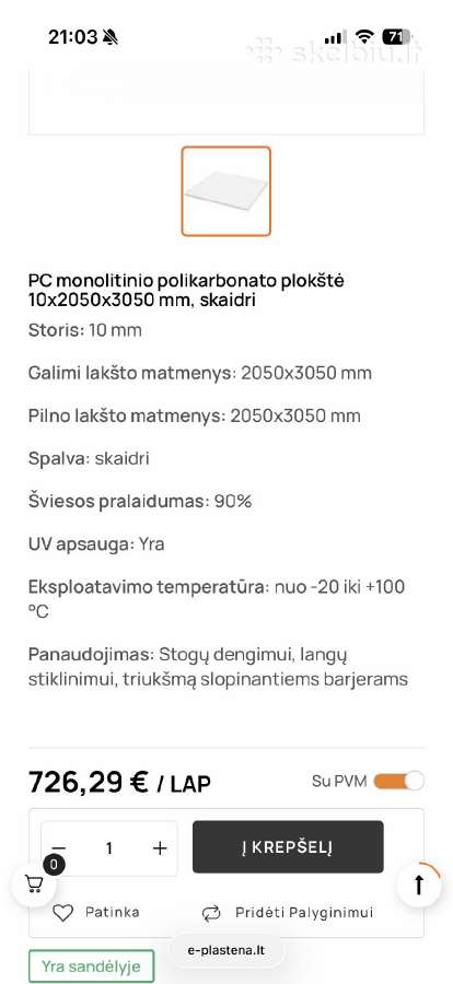 Monolitinis polikarbonatas 10mm - nuotraukos Nr. 4