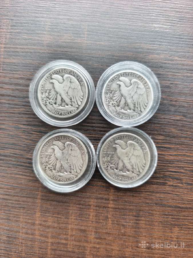 JAV 1/2 Doleriai 1942-1943-1944-1945 sidabras