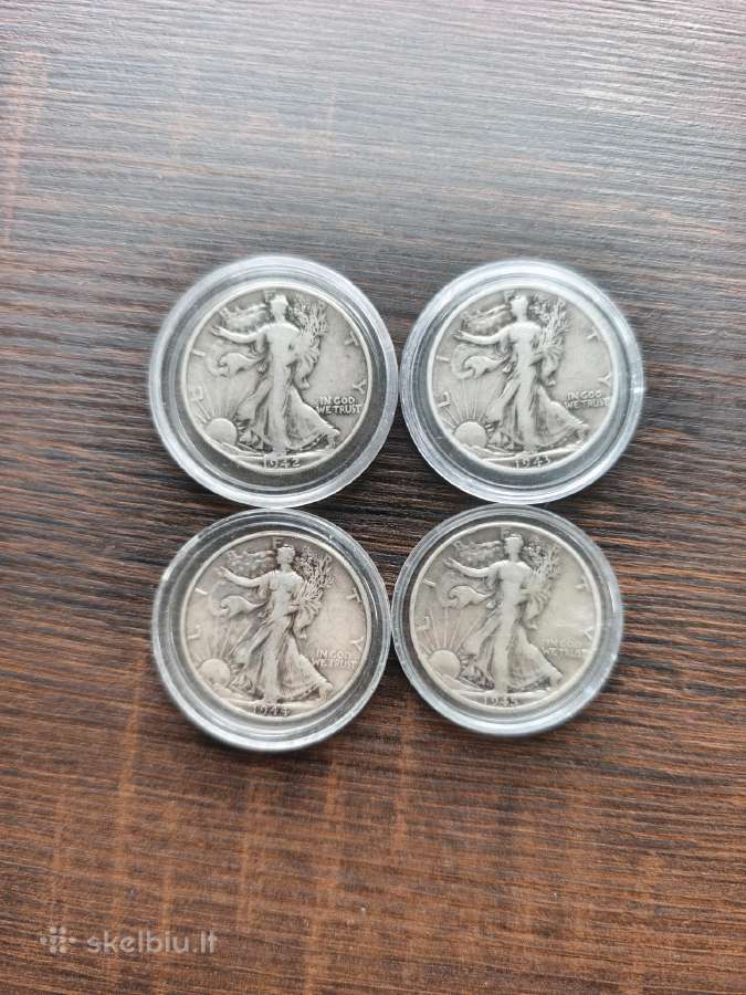 JAV 1/2 Doleriai 1942-1943-1944-1945 sidabras - nuotraukos Nr. 2