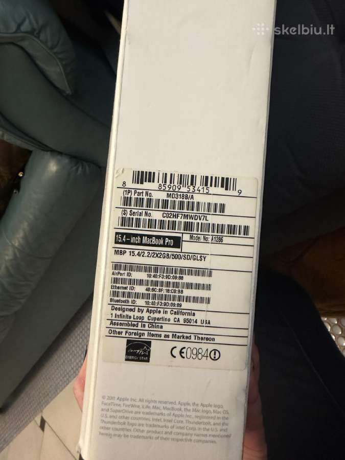 MacBook Pro 15,4 A1286, modelis Md318b/a - nuotraukos Nr. 2