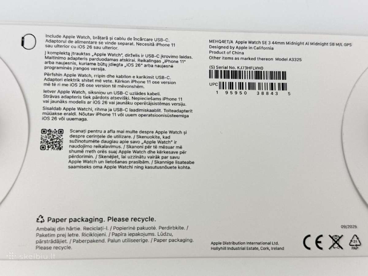 Naujas Apple Watch Se 3 44mm Midnight Garantija - nuotraukos Nr. 3