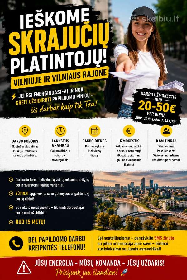 Užsidirbk Iki 50 € Per Dieną! Ieškome Skrajučių
