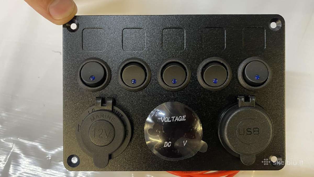 Valdymo skydelis 12v 24v su 5 jungikliais