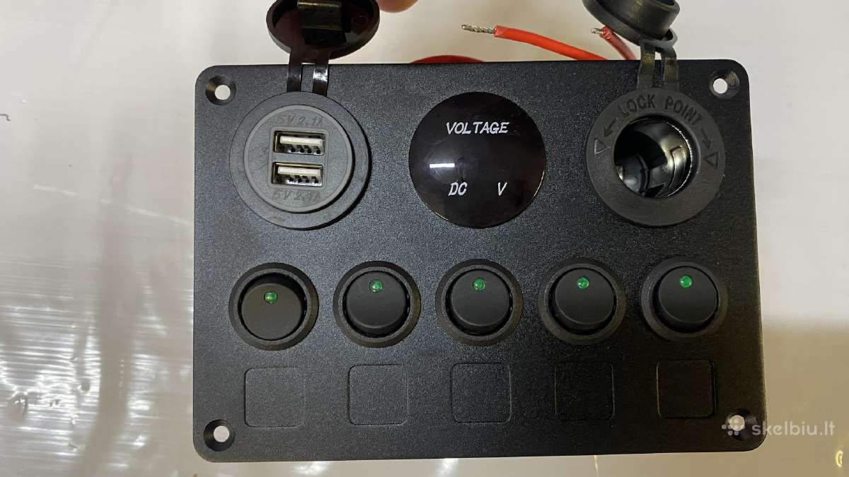 Valdymo skydelis 12v 24v su 5 jungikliais - nuotraukos Nr. 2