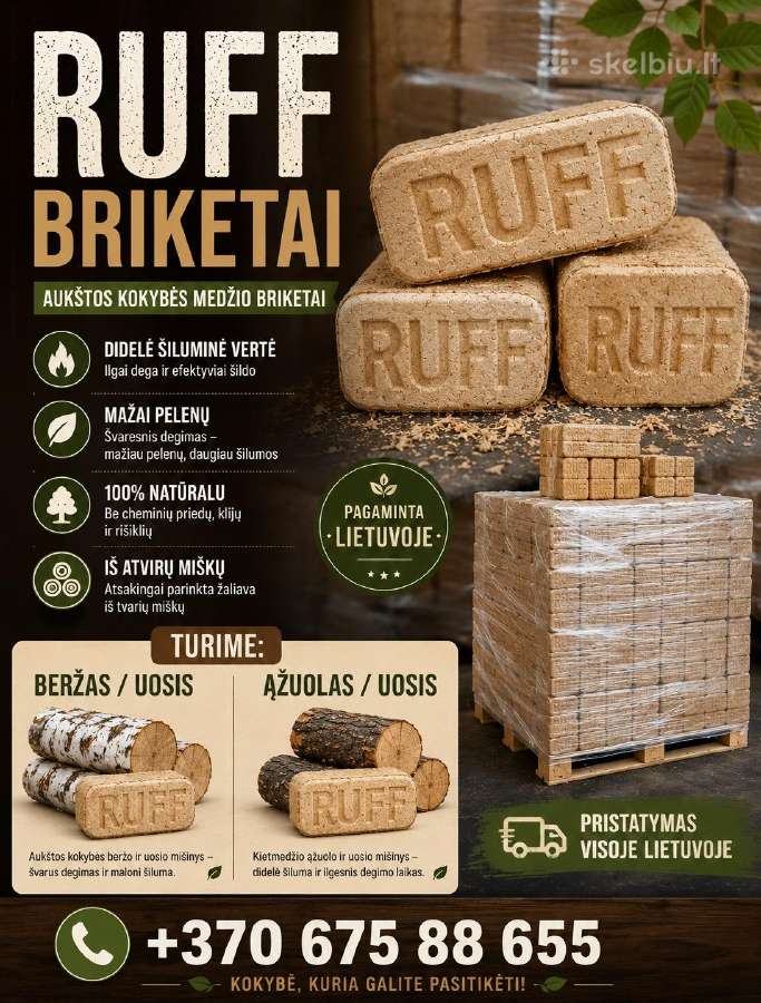 Beržo-uosio Briketai nuo 299€