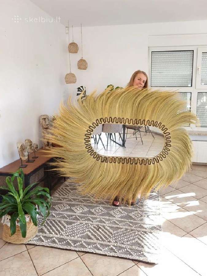Veidrodis sienos dekoracija Boho Bali 100cm/110cm. - nuotraukos Nr. 7