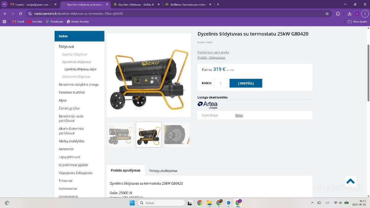 Dyzelinis šildytuvas su termostatu 25kw G80420