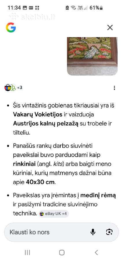 Interjero detalės,paveikslai siuvinėti kryžiuku - nuotraukos Nr. 2