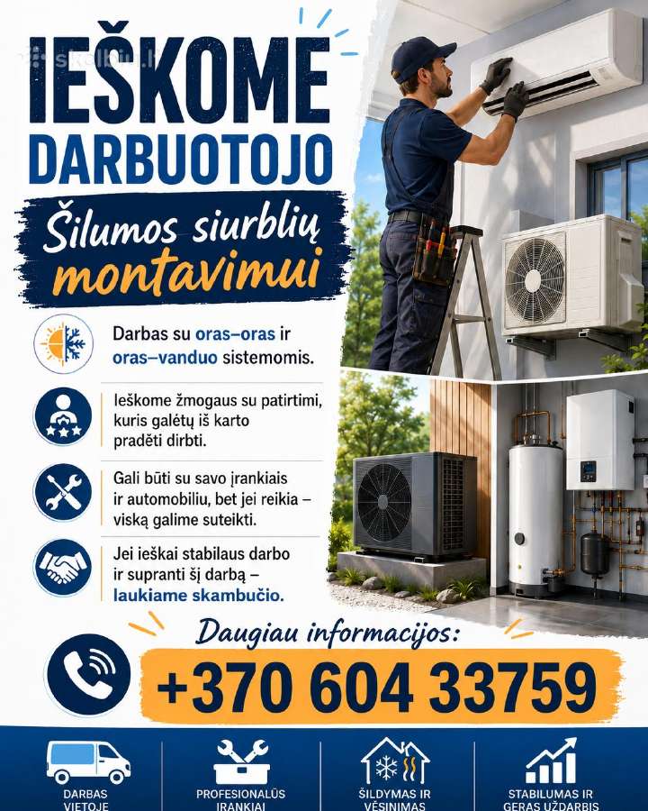 Ieškome šilumos siurblių montuotojo