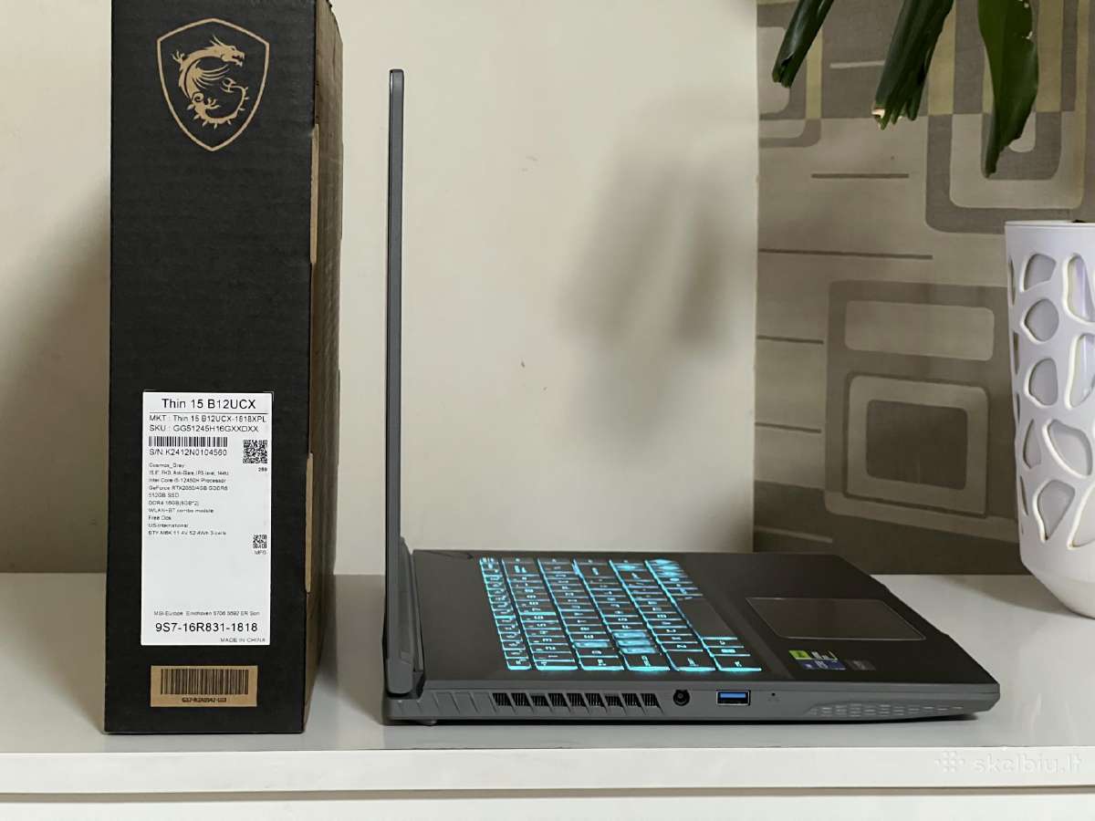 Parduodamas Msi Thin su Rtx 2050, I5-12k, 144hz. - nuotraukos Nr. 5