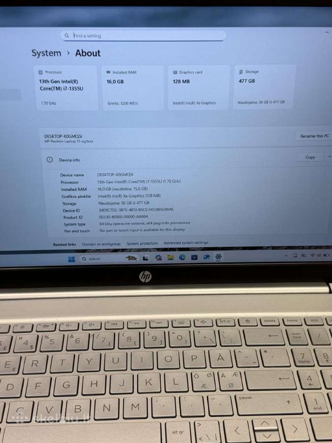 Hp Pavilion 15 i7-13th/16ram/512nvme - nuotraukos Nr. 6