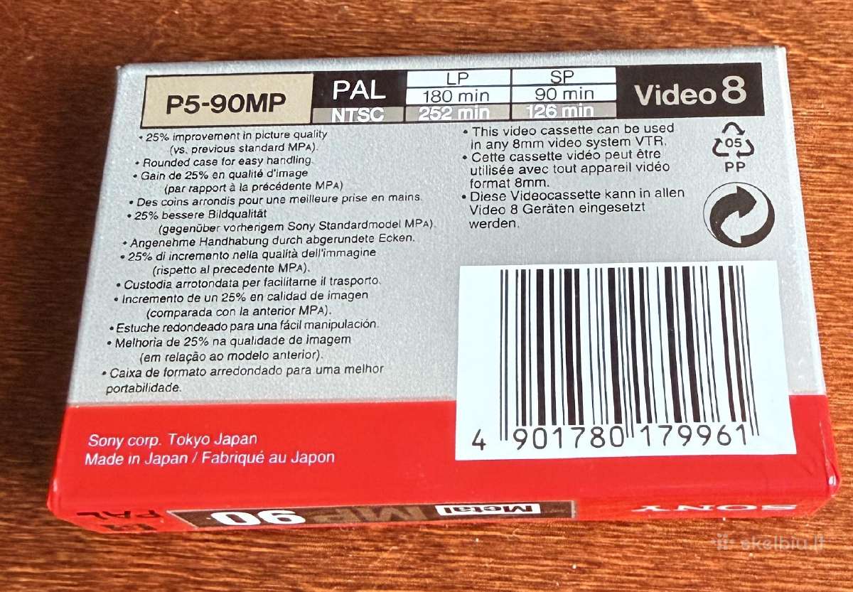Video kasetės Sony Video8 Metal Mp90 - nuotraukos Nr. 2