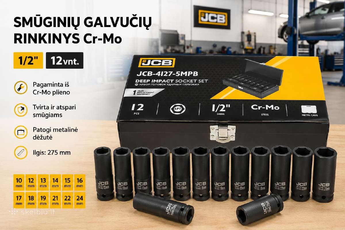 Galvučių komplektas JCB 1/2", 25€