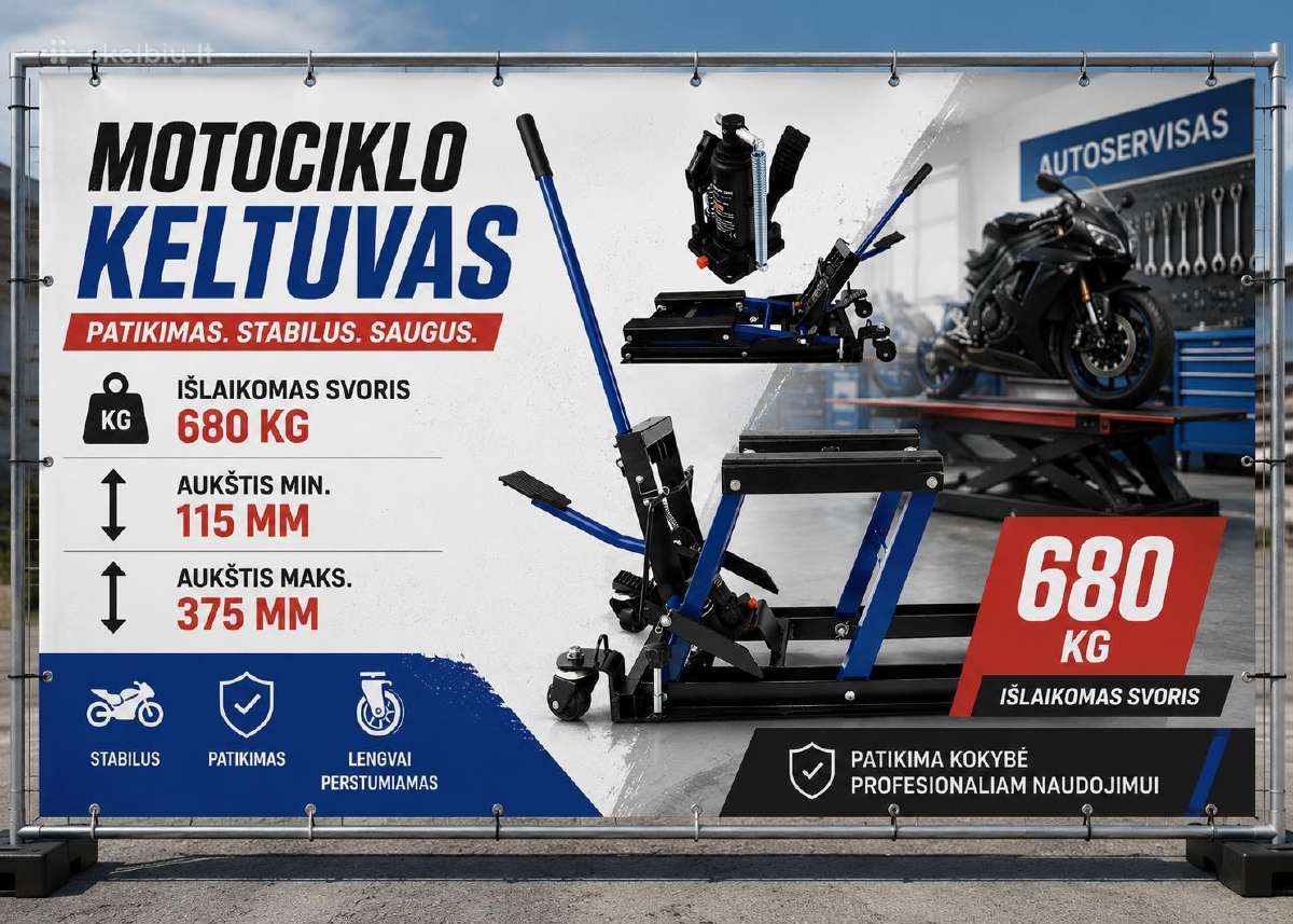 Motociklo keltuvas Geko 680kg, 111€