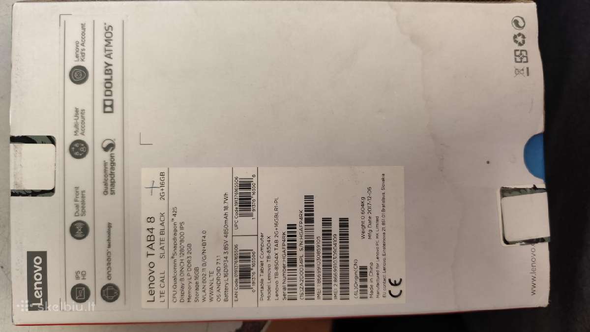 Planšetė Lenovo Tab 4 8 TB-8504x - nuotraukos Nr. 2