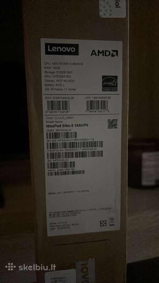 Lenovo Ideapad Slim 5 16ahp9 Ryzen 5 8645hs / 16gb - nuotraukos Nr. 3