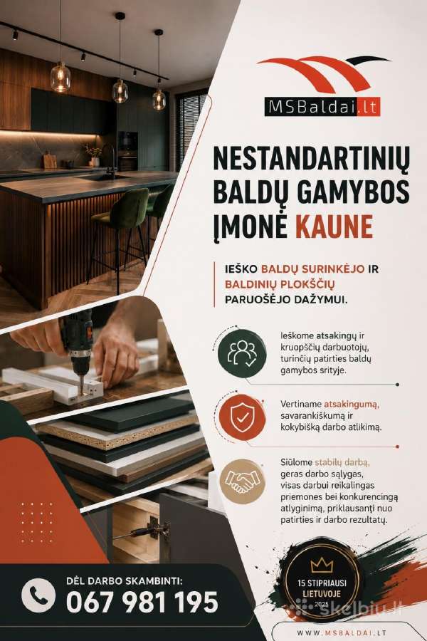 Ieškome baldų surinkėjo ir baldų montuotojo