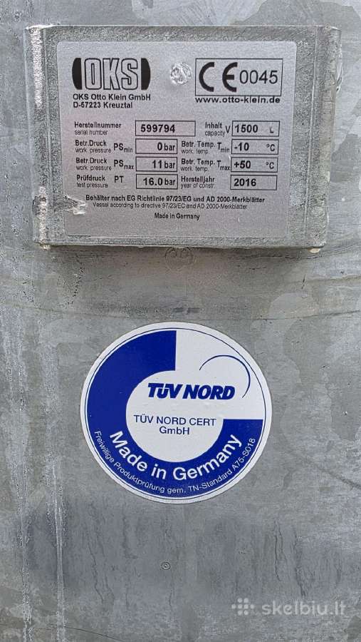 Oro resiveris vokiškas cinkuotas 1500ltr - nuotraukos Nr. 2