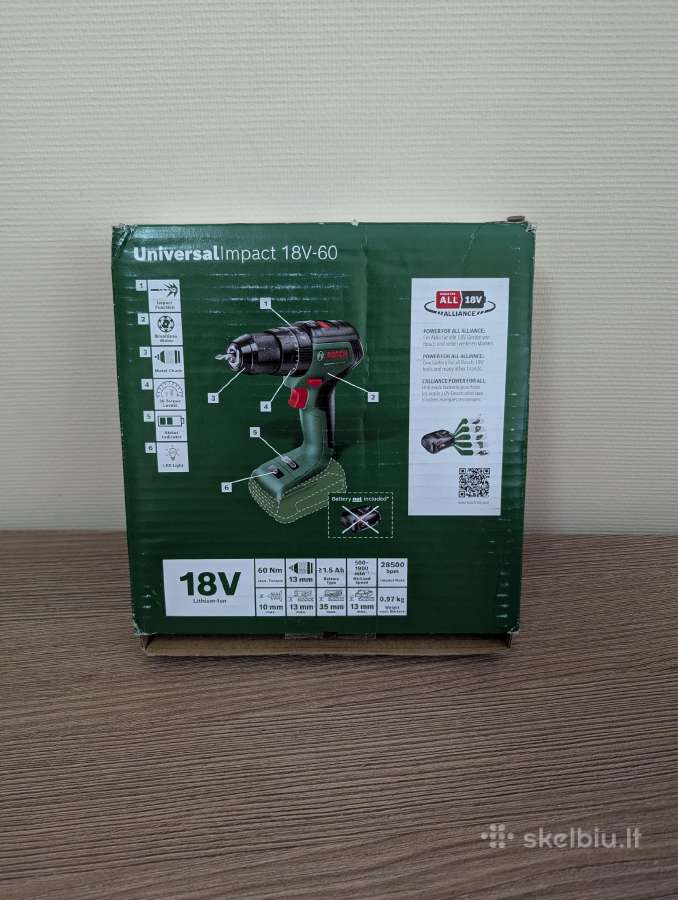 Bosch Universalimpact 18v-60 gręžtuvas, garantija - nuotraukos Nr. 2