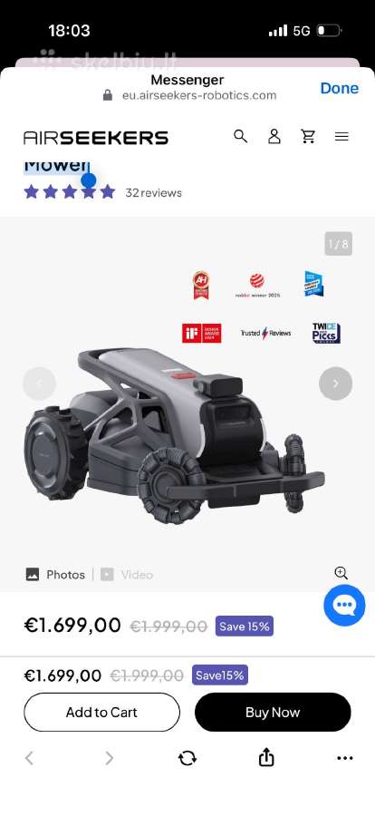 Airseekers Tron Robotic Lawn Mower žoliapjovė