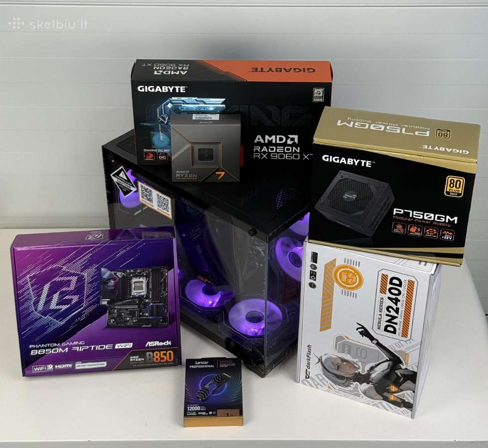 Naujas Kompiuteris Rx 9060xt Ryzen 7 7700x Ddr5