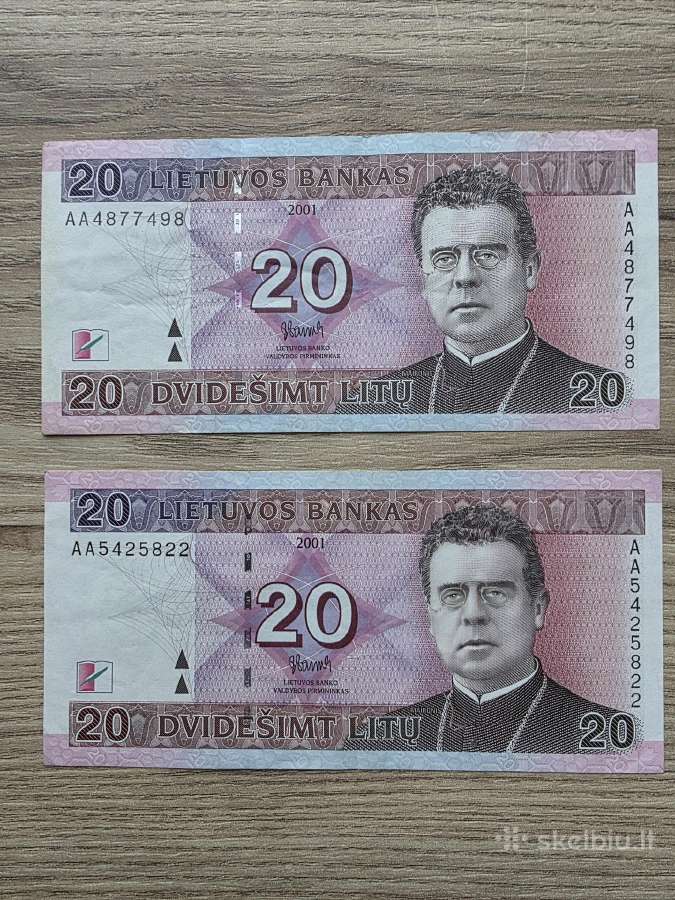 2001 metų 20 litų Aa serija
