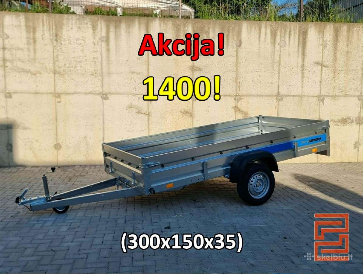 Nauja Stipri 3x1.5m Linginė Priekaba