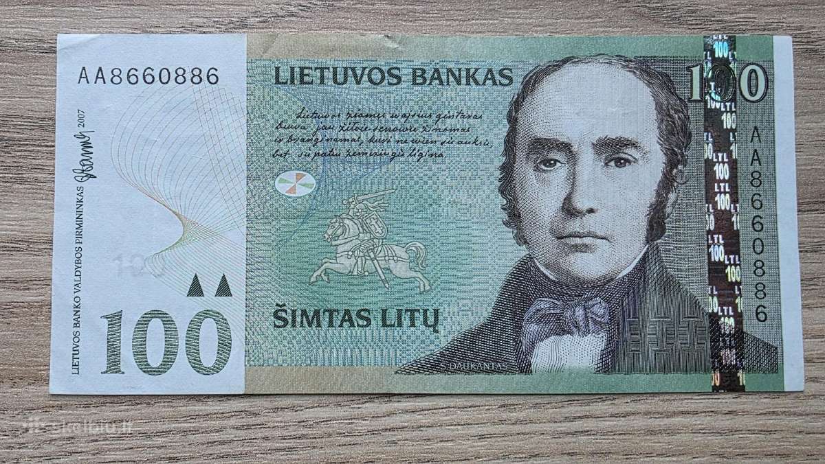 2007 metų 100 litų Aa serija