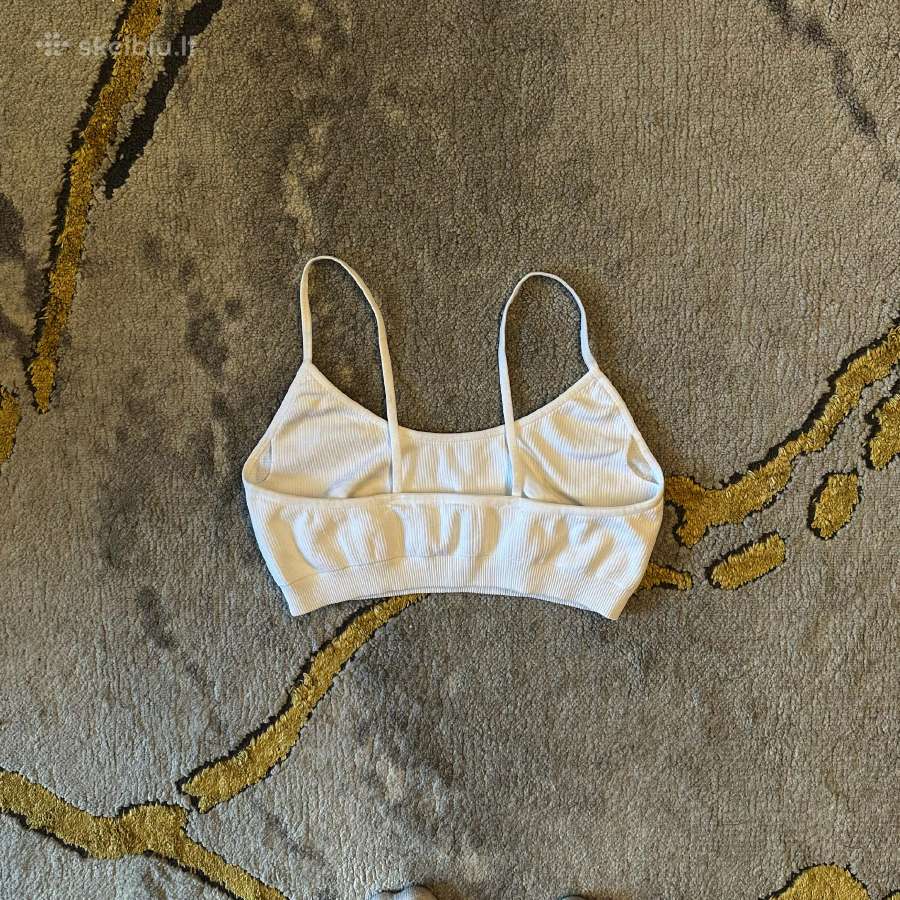 Baltas Ribbed Bralette - nuotraukos Nr. 2
