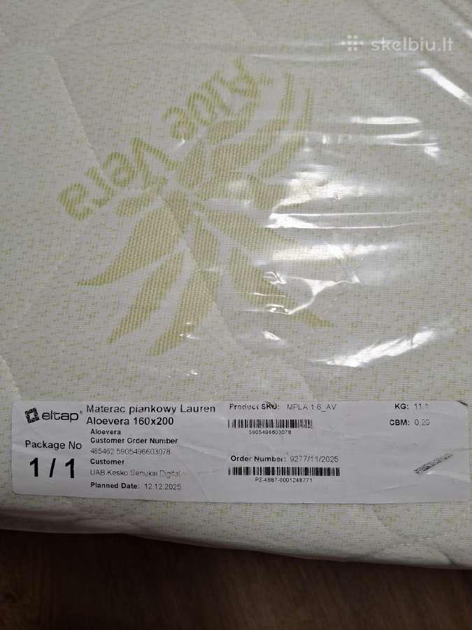 Parduodu naują Lauren Aloevera 160 200 antčiužinį - nuotraukos Nr. 2