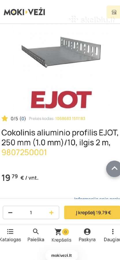 Cokolinis aliuminis profilis.