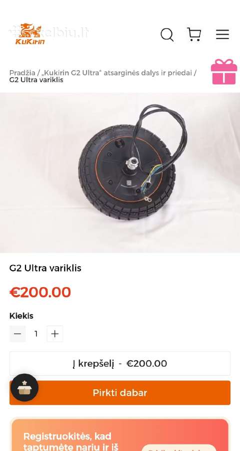 Kukirin G2 ultra ratas (variklis) - nuotraukos Nr. 2