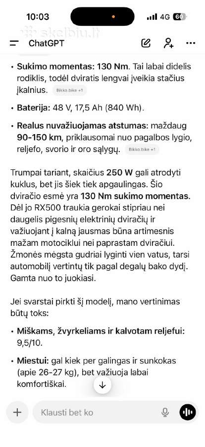Ecobike Rx 500 - nuotraukos Nr. 3