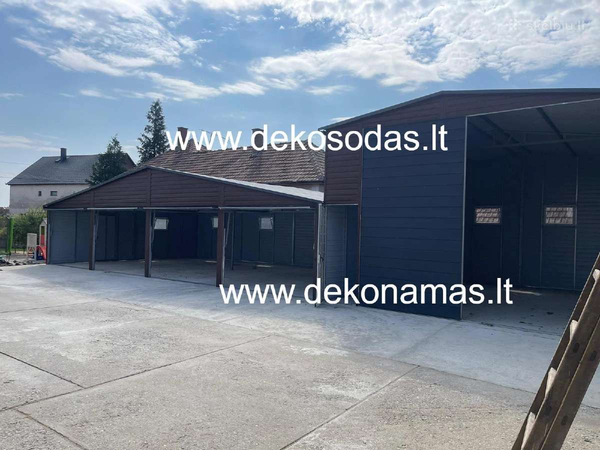Skardinis garažas 6x8m su vartais,durimis,langais - nuotraukos Nr. 2