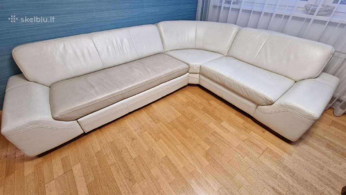Svetainės odinė sofa-kampas