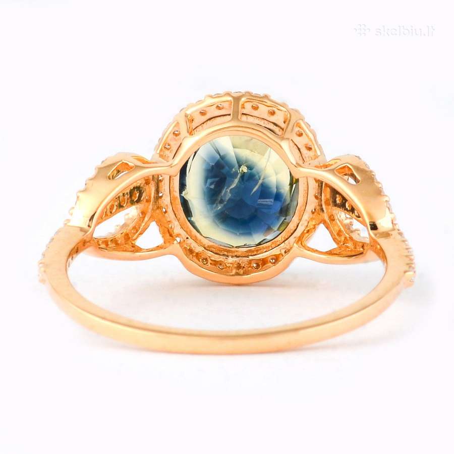 Aukso žiedas su dvispalviu safyru ir deimantais - nuotraukos Nr. 4