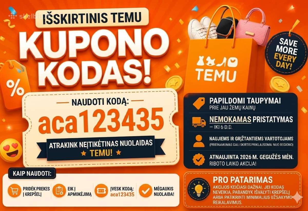 Nuolaidų kodas Temu Discount code